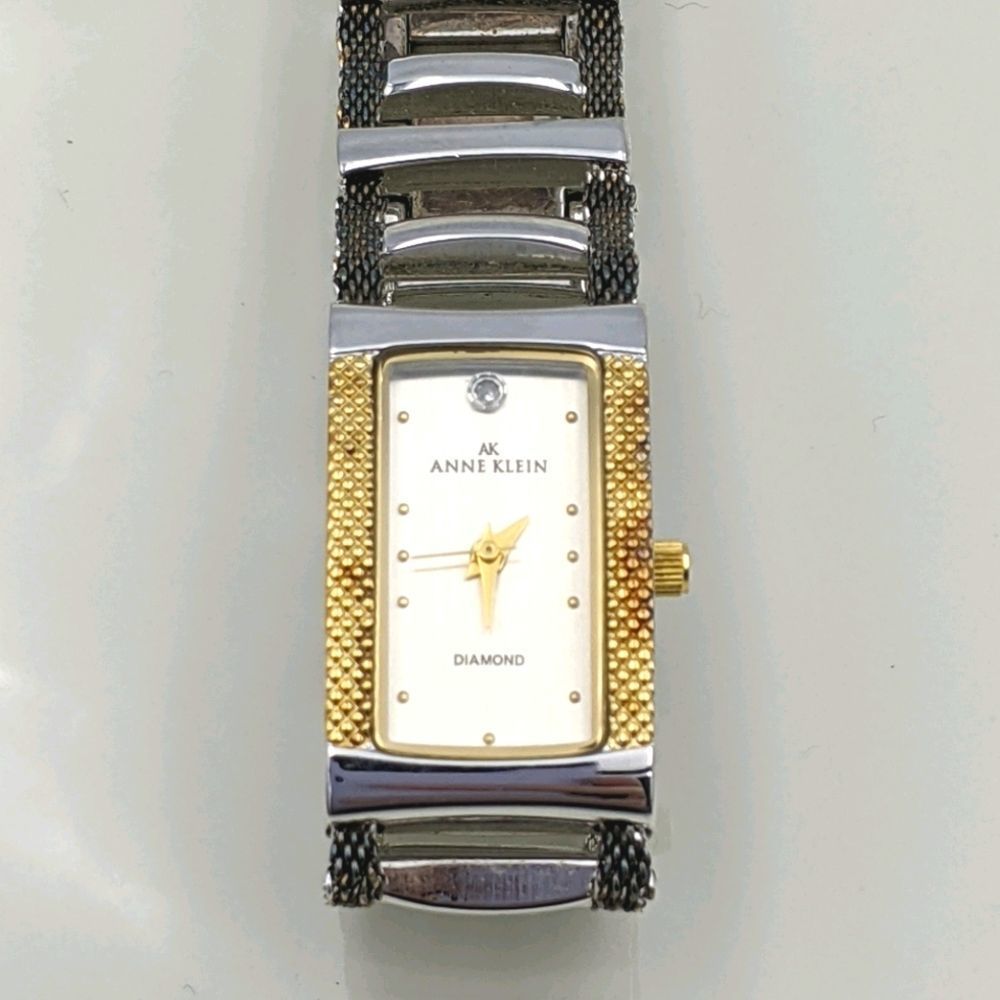 Anne Klein Diamond Gold And Silver Adj Watch